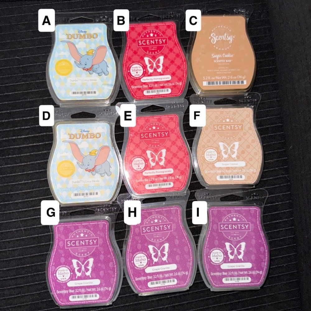 Scentsy Wax Bar Discontinued Retired Choose Scent Disney Dumbo Grape Granita ++